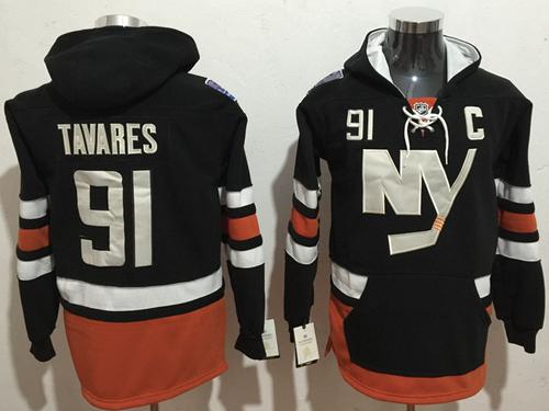 Islanders #91 John Tavares Dark Blue Name & Number Pullover NHL Hoodie
